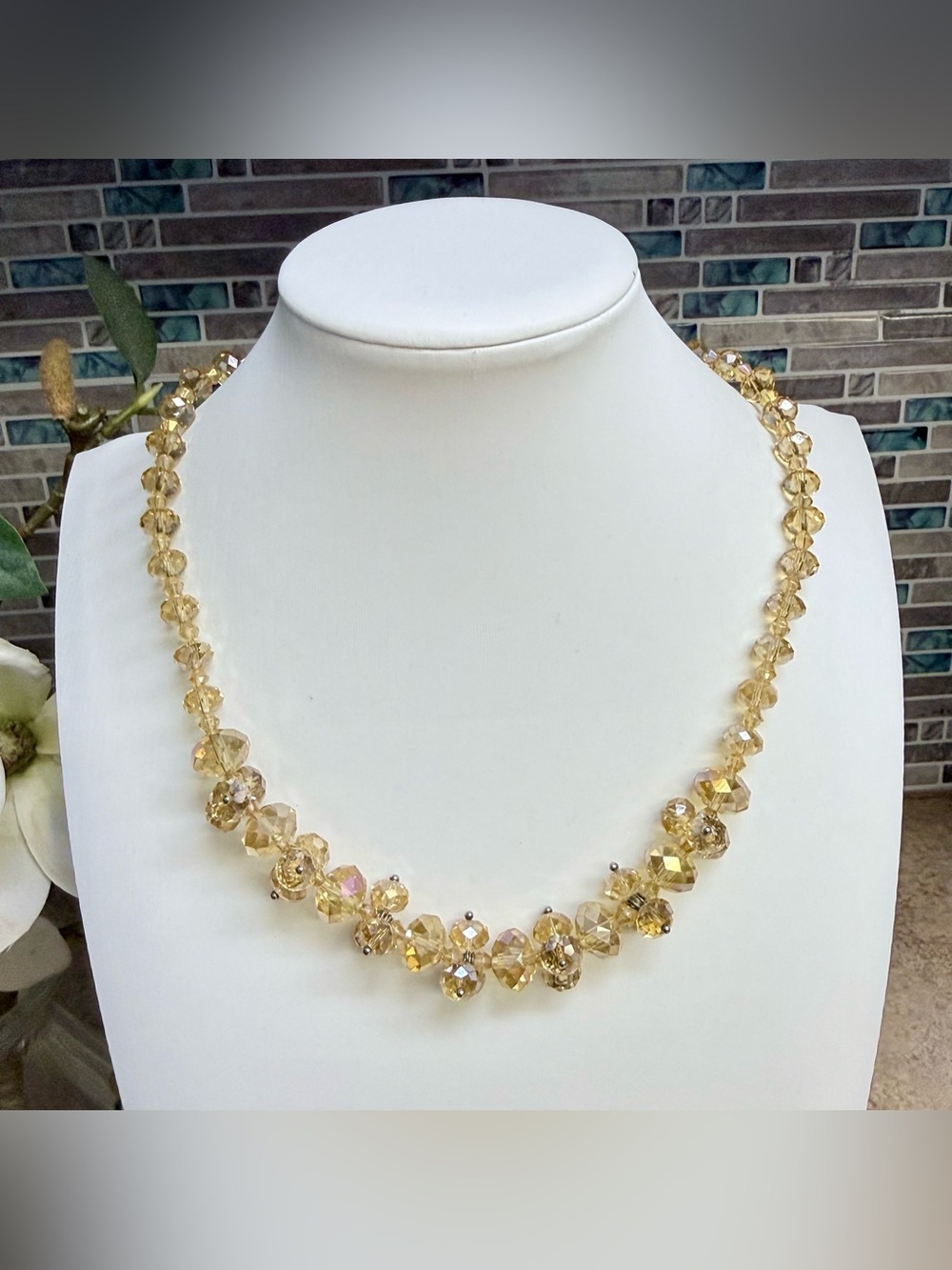 Handcrafted Citrine AB crystal necklace